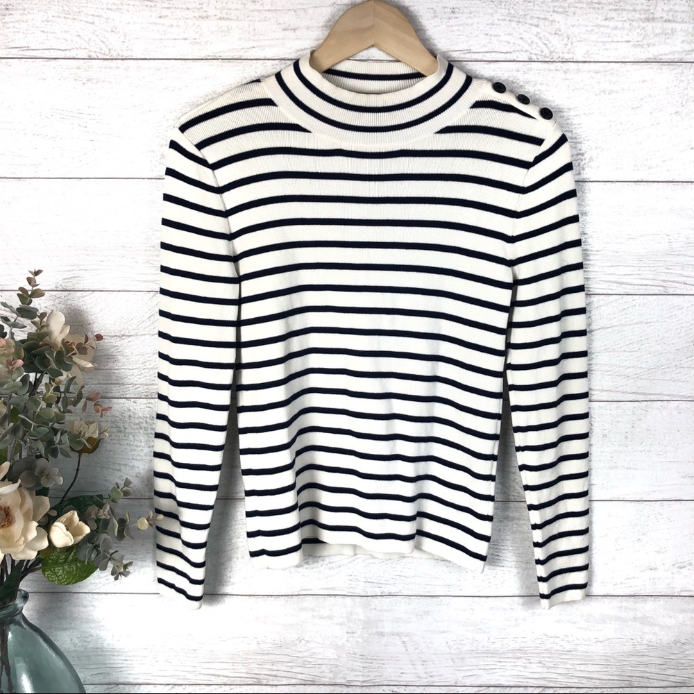 WHITE HOUSE BLACK MARKET Striped Sweater Top